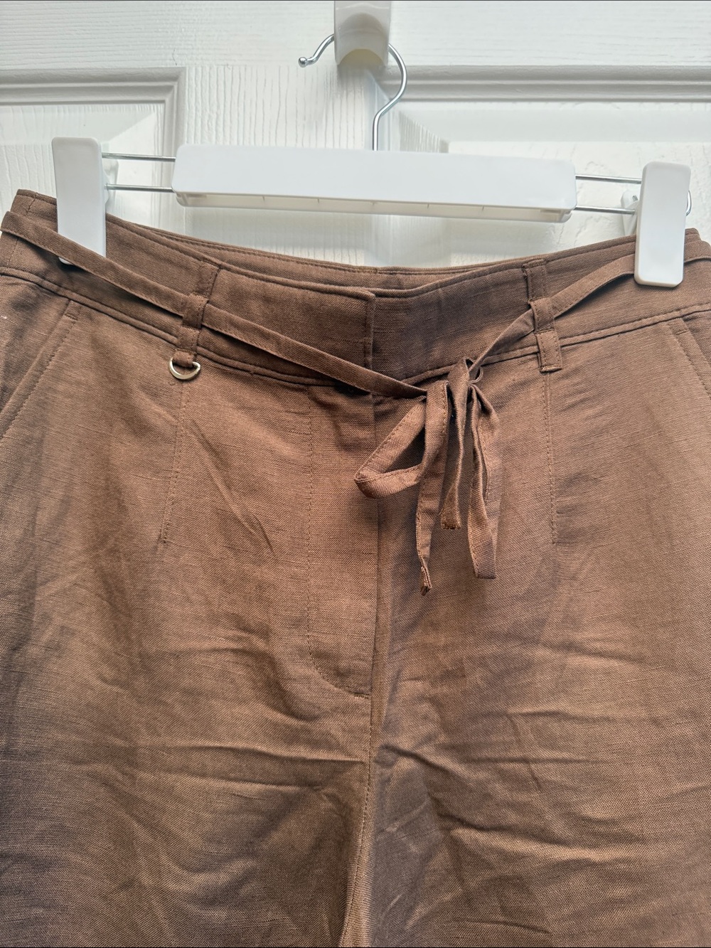 LOFT Brown Wide-Leg Drawstring Pants - Picture 3 of 4